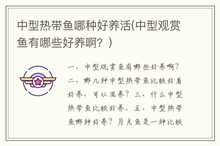 中型熱帶魚哪種好養(yǎng)活(中型觀賞魚有哪些好養(yǎng)啊？)