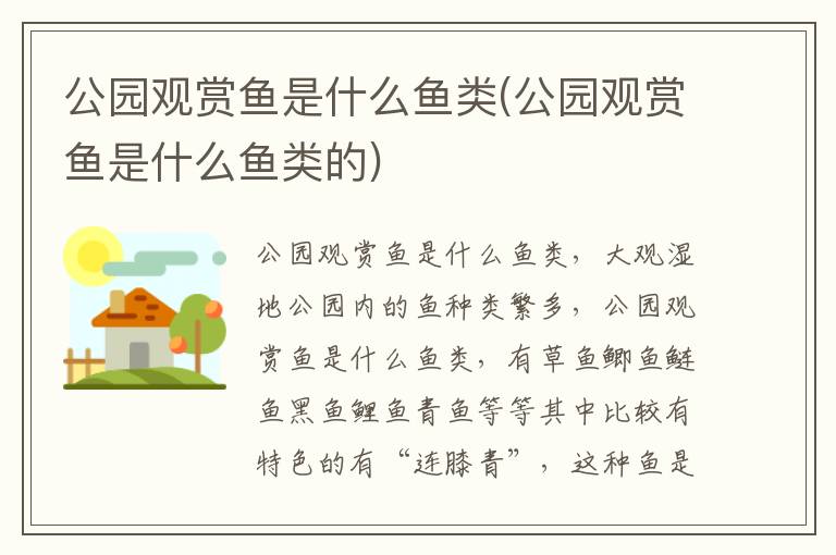 公園觀賞魚是什么魚類(公園觀賞魚是什么魚類的)