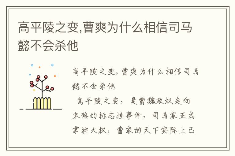 高平陵之變,曹爽為什么相信司馬懿不會殺他