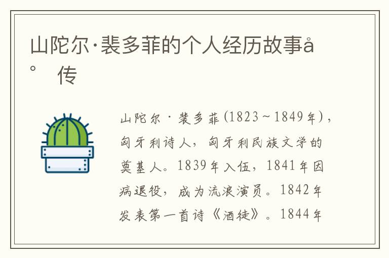 山陀爾·裴多菲的個(gè)人經(jīng)歷故事小傳