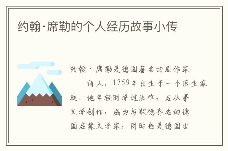 約翰·席勒的個(gè)人經(jīng)歷故事小傳