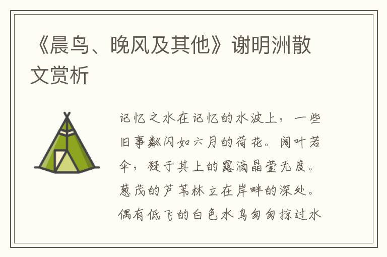 《晨鳥、晚風及其他》謝明洲散文賞析