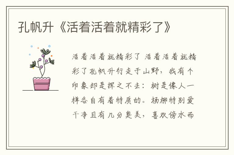 孔帆升《活著活著就精彩了》