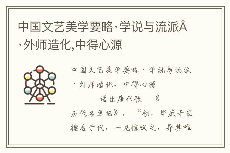 中國文藝美學要略·學說與流派·外師造化,中得心源
