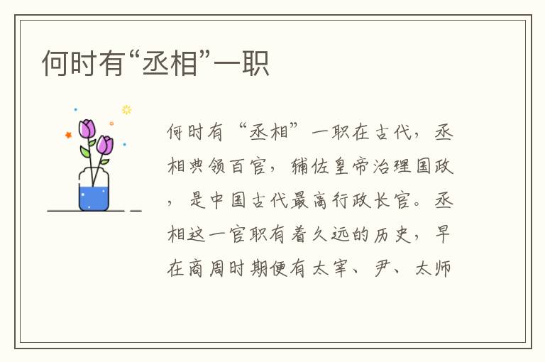 何時有“丞相”一職