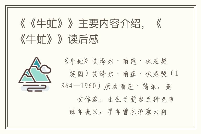 《《牛虻》》主要內容介紹，《《牛虻》》讀后感