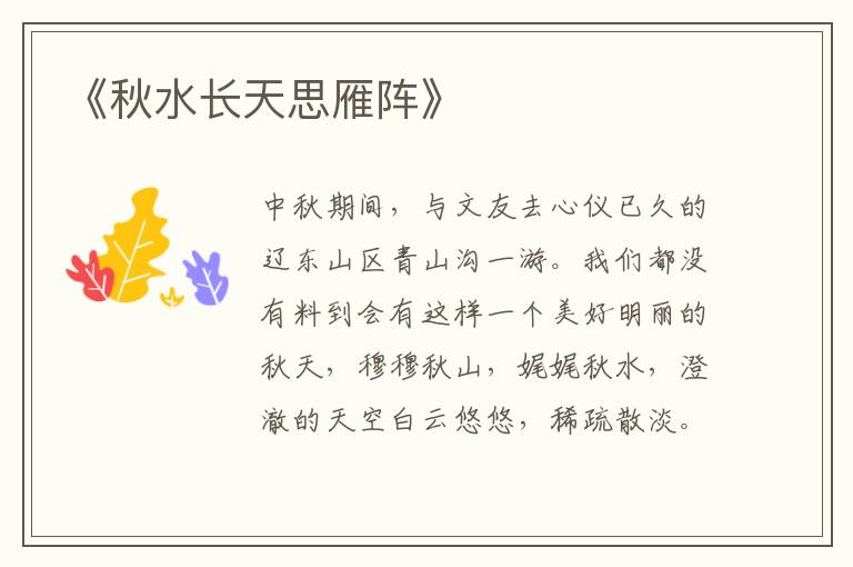 《秋水長天思雁陣》