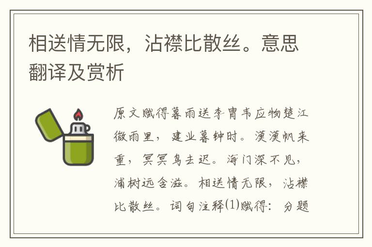 相送情無限，沾襟比散絲。意思翻譯及賞析