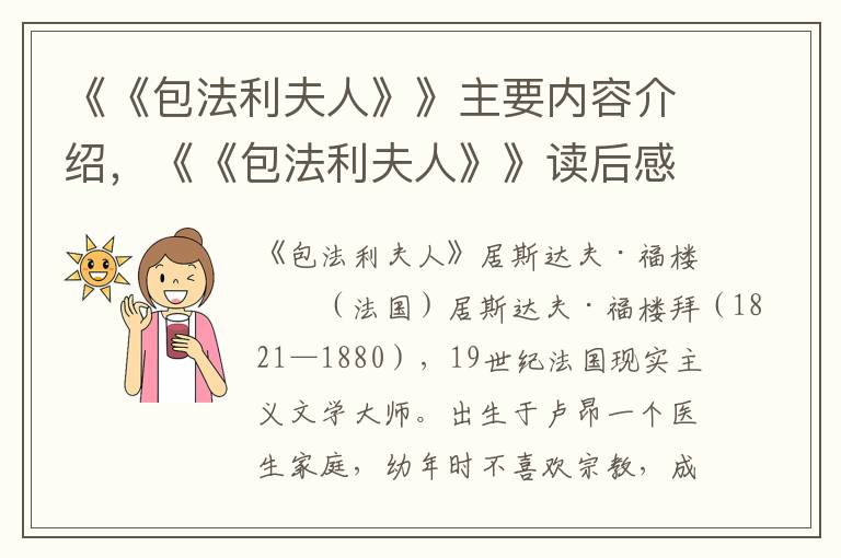 《《包法利夫人》》主要內容介紹，《《包法利夫人》》讀后感