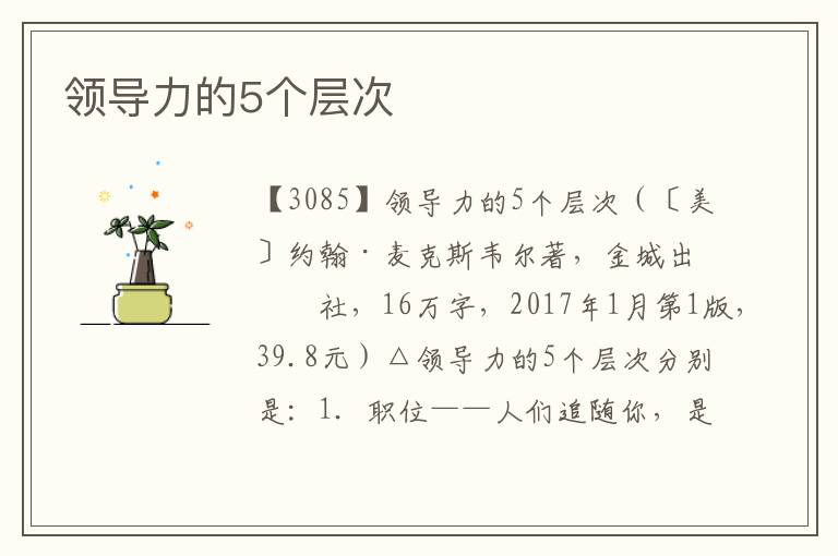 領導力的5個層次