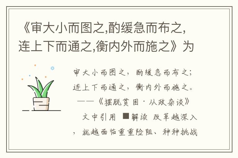 《審大小而圖之,酌緩急而布之,連上下而通之,衡內(nèi)外而施之》為政用典名句
