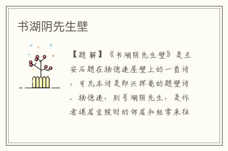書湖陰先生壁