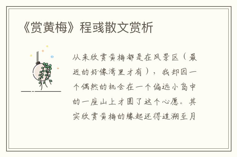 《賞黃梅》程彧散文賞析