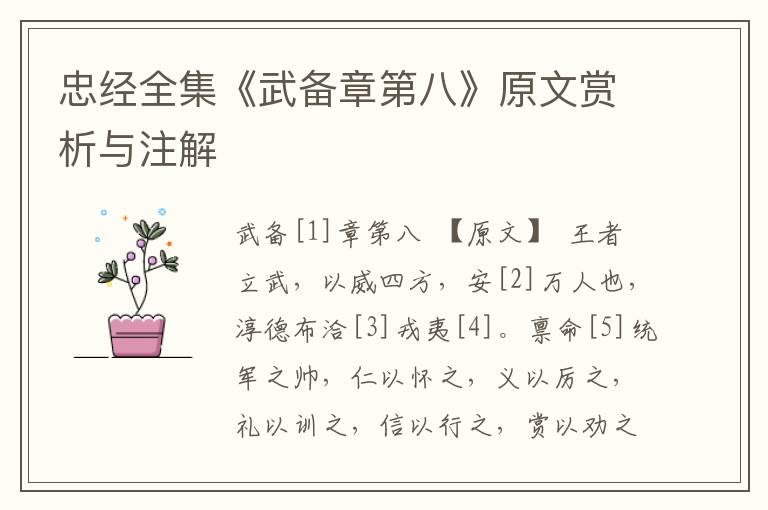 忠經全集《武備章第八》原文賞析與注解
