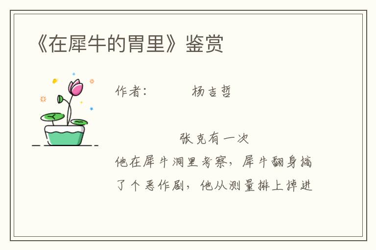 《在犀牛的胃里》鑒賞