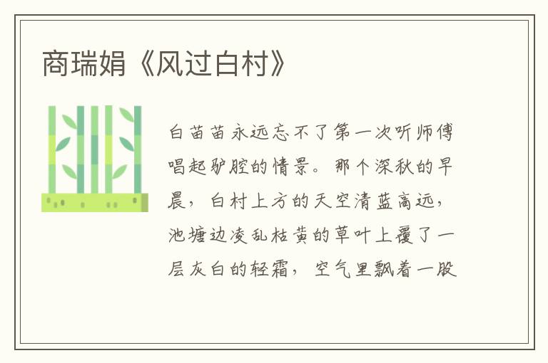 商瑞娟《風過白村》