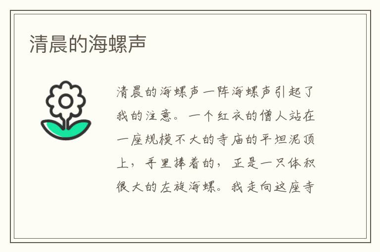 清晨的海螺聲