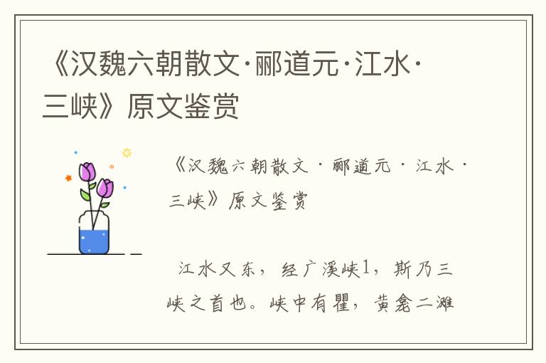 《漢魏六朝散文·酈道元·江水·三峽》原文鑒賞