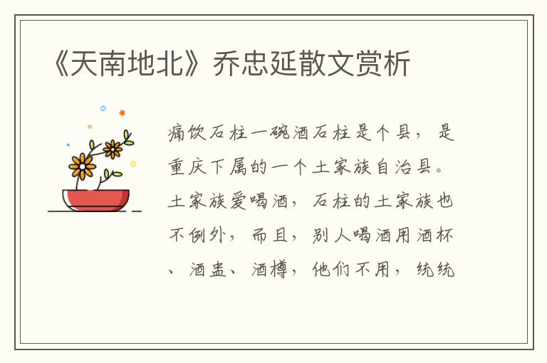 《天南地北》喬忠延散文賞析