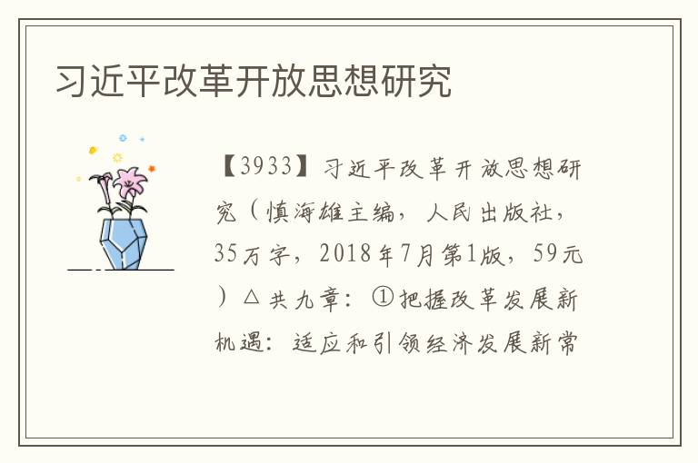 習(xí)近平改革開放思想研究