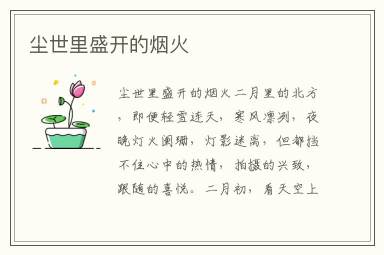 塵世里盛開(kāi)的煙火