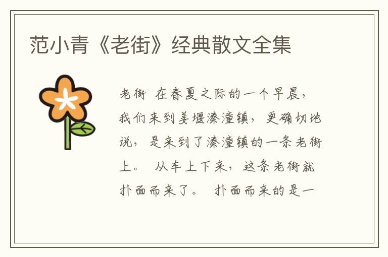 范小青《老街》經典散文全集