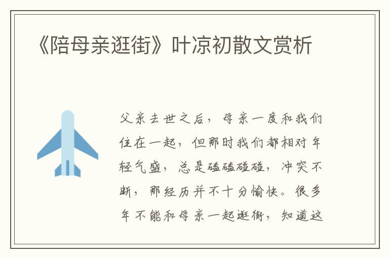 《陪母親逛街》葉涼初散文賞析