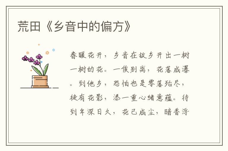 荒田《鄉(xiāng)音中的偏方》