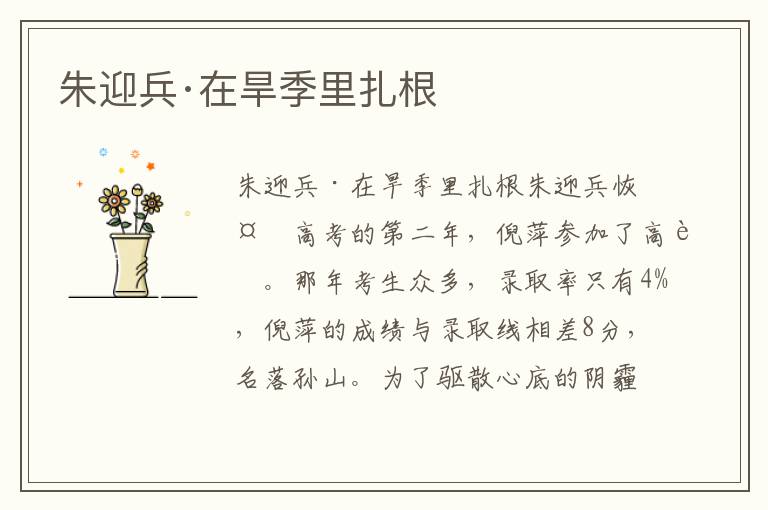 朱迎兵·在旱季里扎根