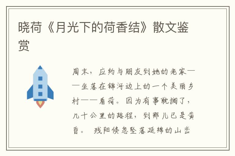 曉荷《月光下的荷香結》散文鑒賞