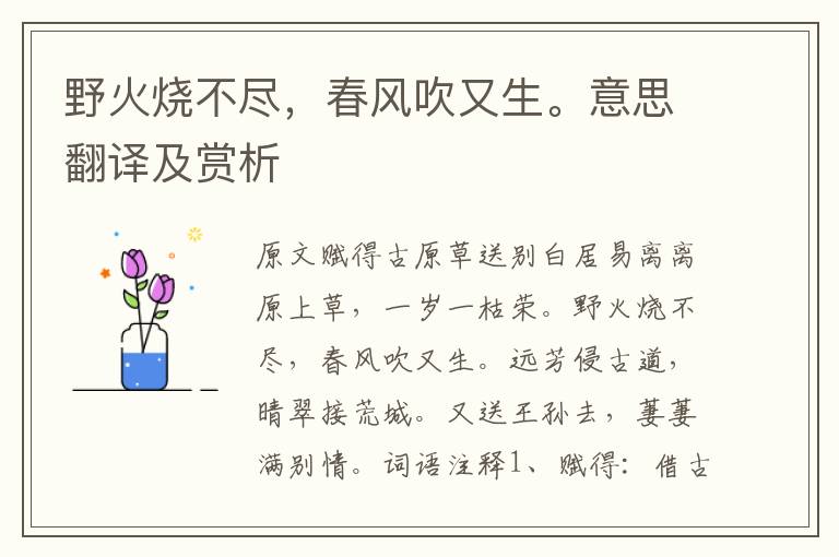 野火燒不盡，春風吹又生。意思翻譯及賞析