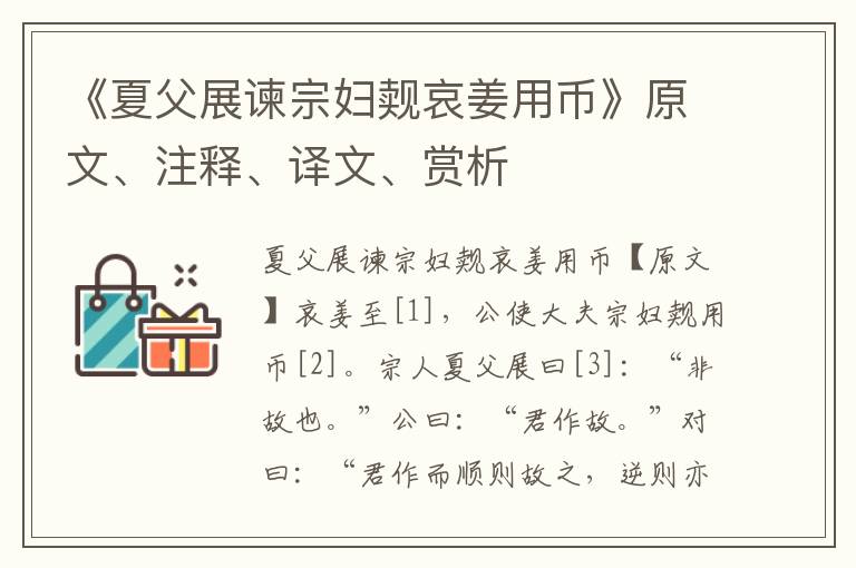 《夏父展諫宗婦覿哀姜用幣》原文、注釋、譯文、賞析