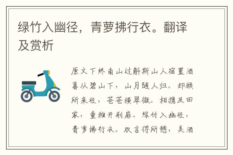綠竹入幽徑，青蘿拂行衣。翻譯及賞析