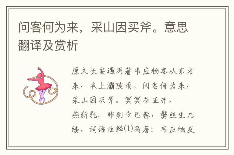 問客何為來，采山因買斧。意思翻譯及賞析