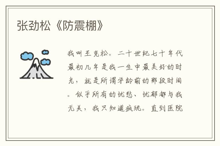 張勁松《防震棚》