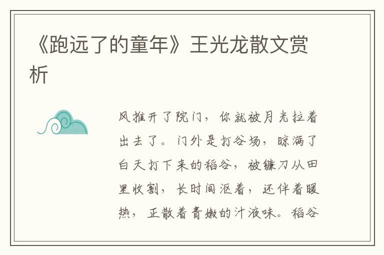 《跑遠(yuǎn)了的童年》王光龍散文賞析