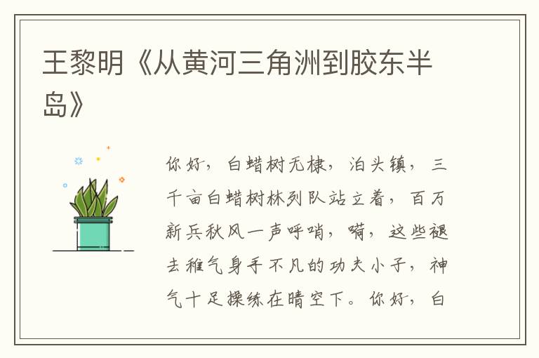 王黎明《從黃河三角洲到膠東半島》