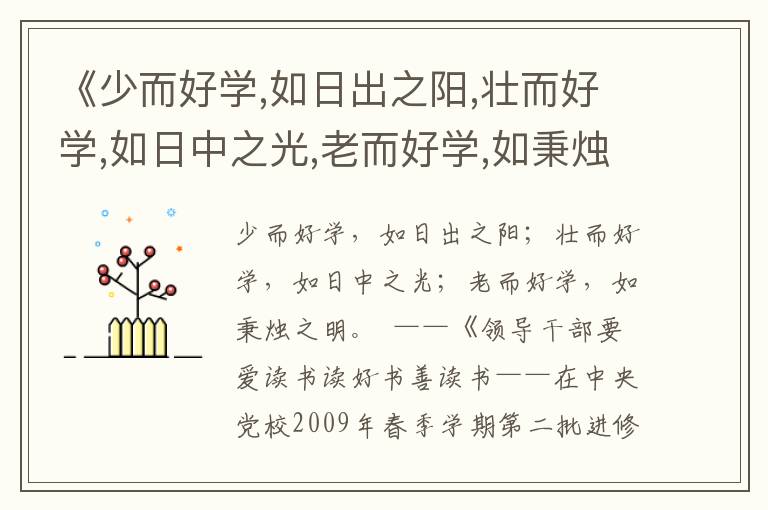 《少而好學,如日出之陽,壯而好學,如日中之光,老而好學,如秉燭之明》勸學用典名句