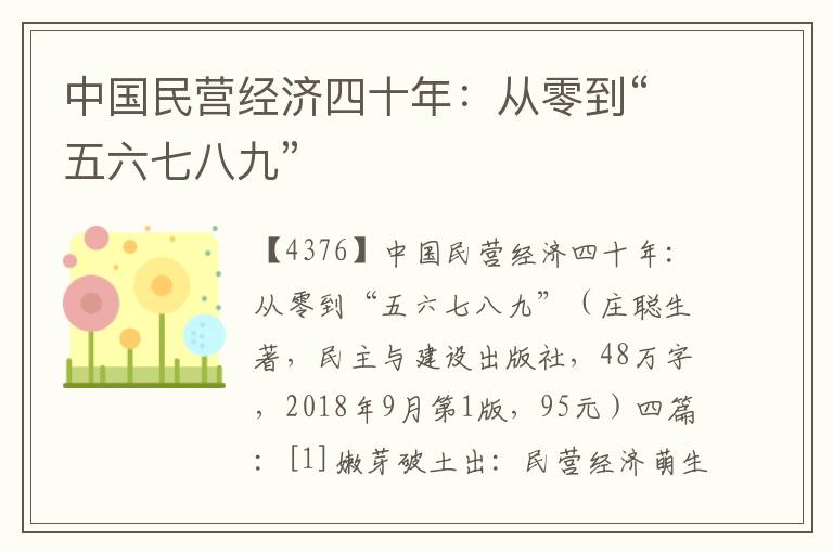 中國民營經(jīng)濟四十年：從零到“五六七八九”