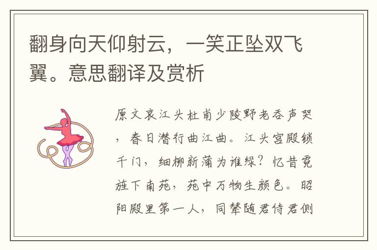 翻身向天仰射云，一笑正墜雙飛翼。意思翻譯及賞析