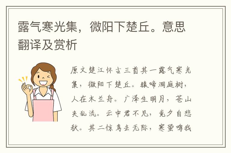 露氣寒光集，微陽下楚丘。意思翻譯及賞析