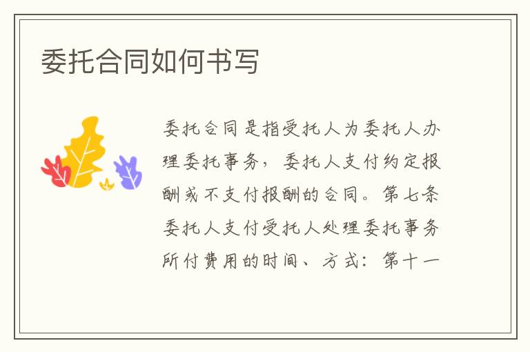 委托合同如何書(shū)寫(xiě)