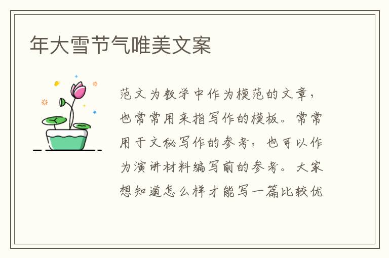年大雪節氣唯美文案
