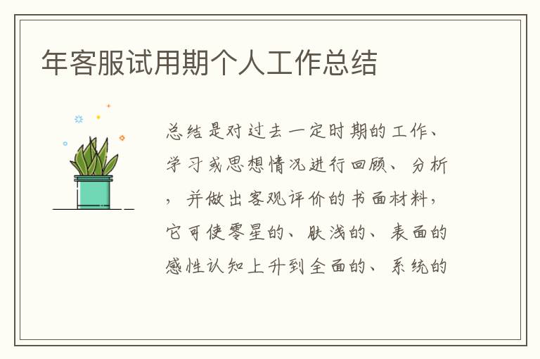 年客服試用期個(gè)人工作總結(jié)